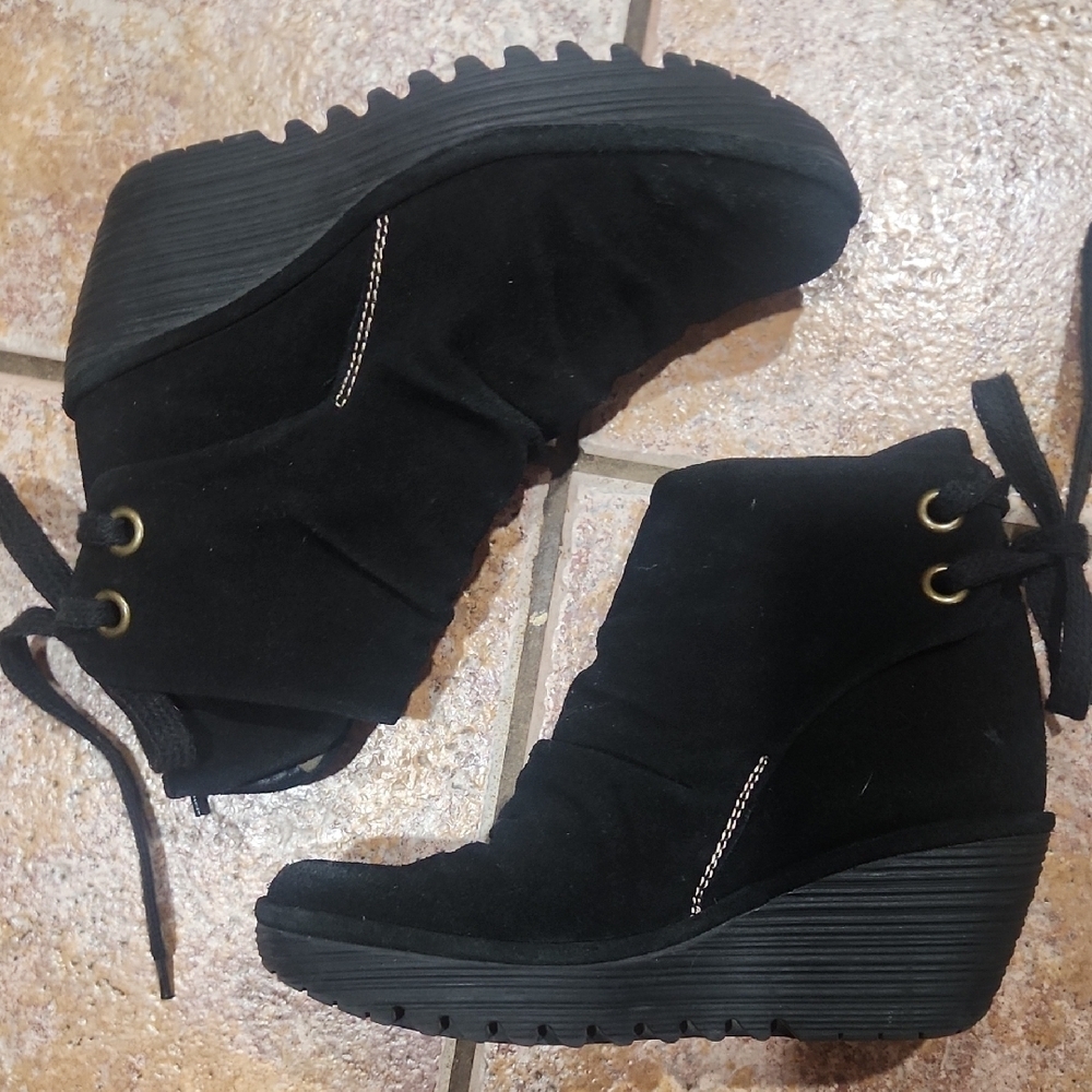 Fly London Black Suede Ankle Booties